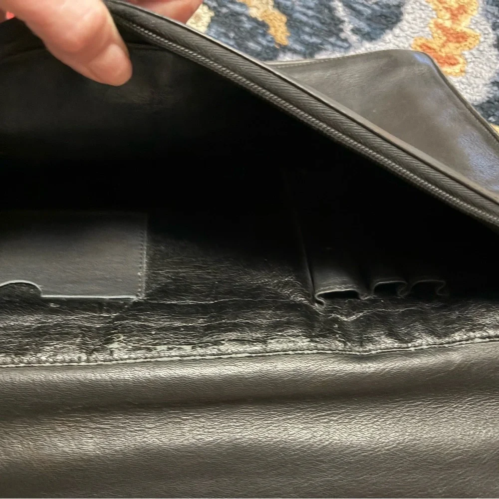 Vintage Goldpfeil Leather Briefcase Clutch Black